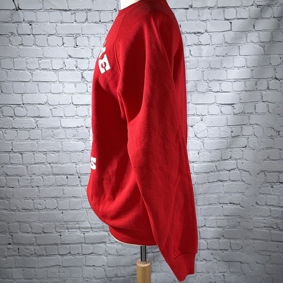 Red Hug Me In Texas 80s Christmas Teddy Bear Vintage Sweatshirt 1987 size XL - Picture 11 of 16